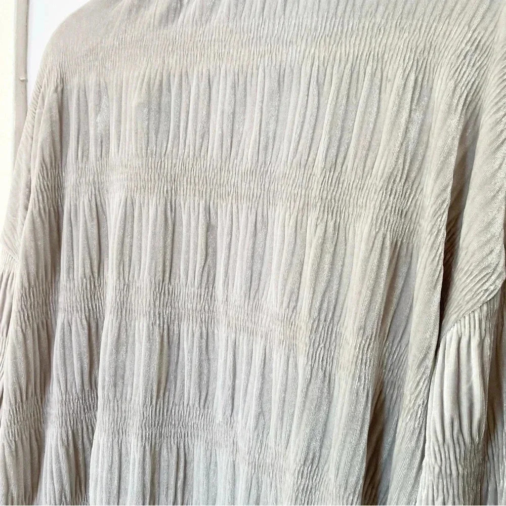 New Free People Velvet Long-Sleeve Button-down Top Chrome Grey Medium - Picture 13 of 15